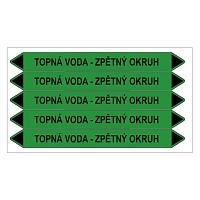 Značení potrubí, topná voda - zpětný okruh,5 ks, 150 × 12 mm